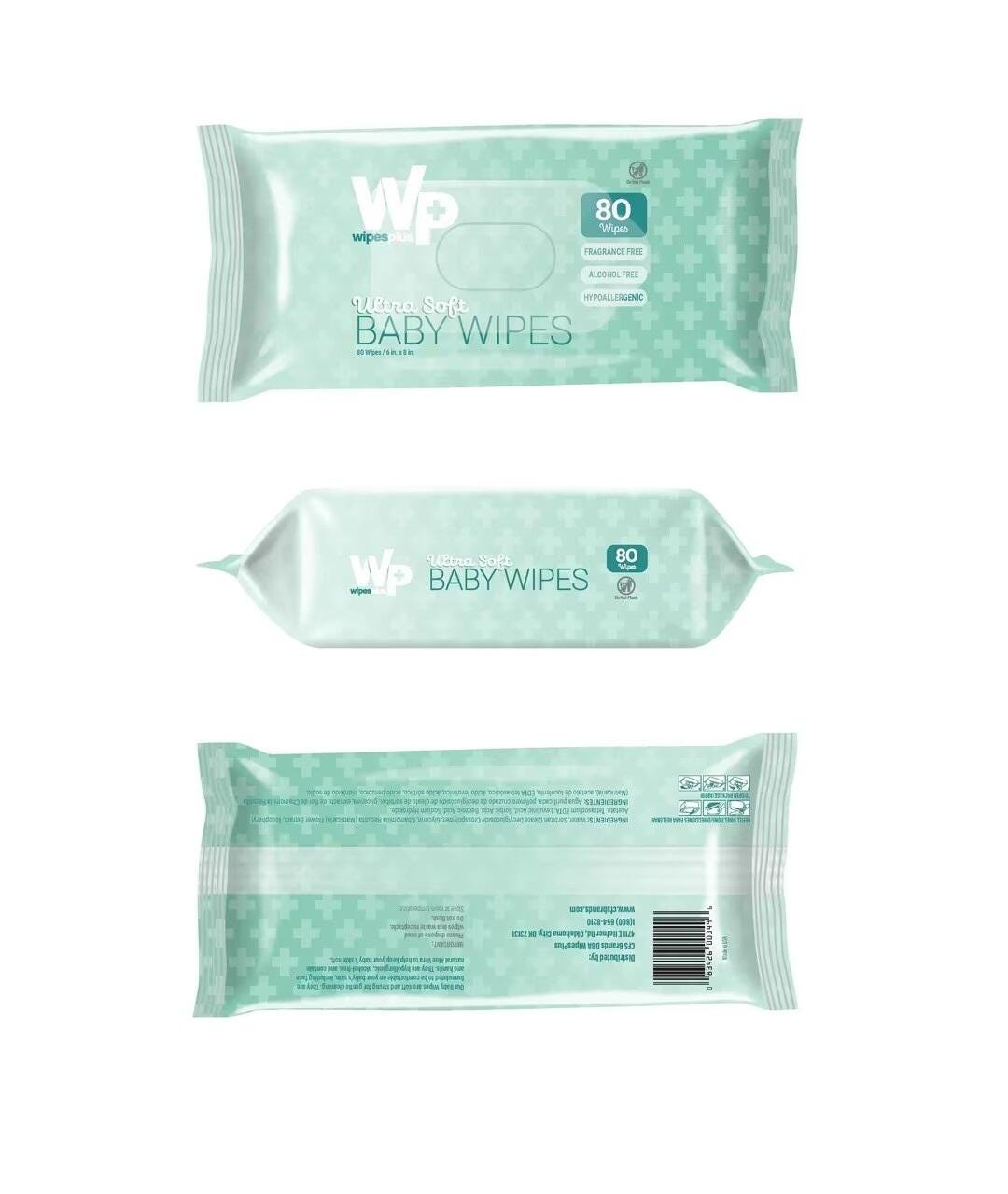 WIPES - CFS BRANDS BABY WIPES - UNSCENTED - 80 COUNT - EACH