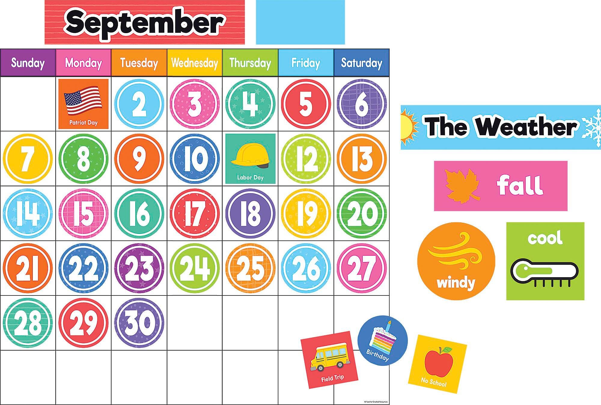 BULLETIN BOARDS - TEACHER CREATED RESOURCES - COLORFUL MAGNETIC CALENDAR SET