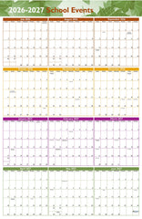 CALENDAR SCHOOL EVENTS 12 MONTH 25.5X38 IN H AND S PACK OF 5 JULY26-JUNE27