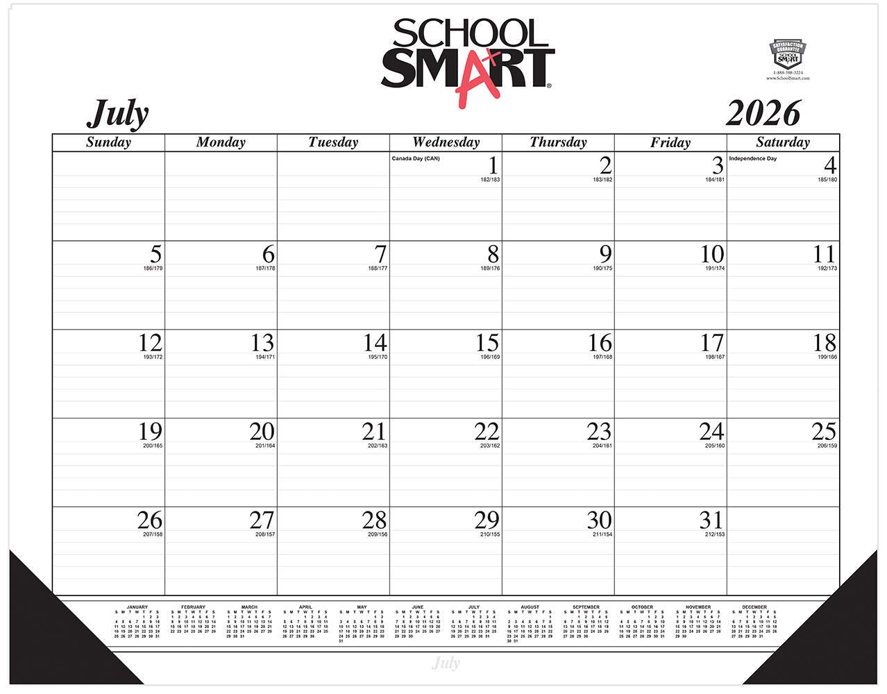 CALENDAR DESK PAD SCHOOL SMART 14 MONTH 22X17 IN JULY26-AUG27
