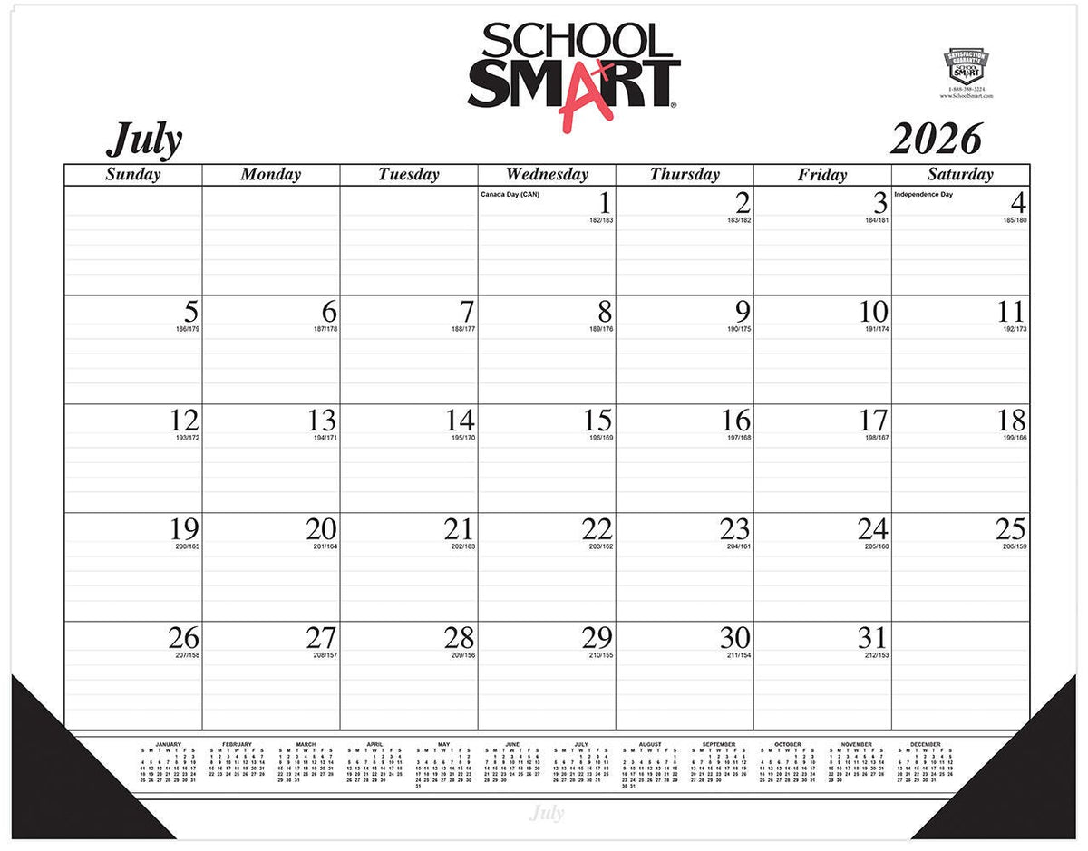CALENDAR DESK PAD SCHOOL SMART 14 MONTH 22X17 IN JULY26-AUG27