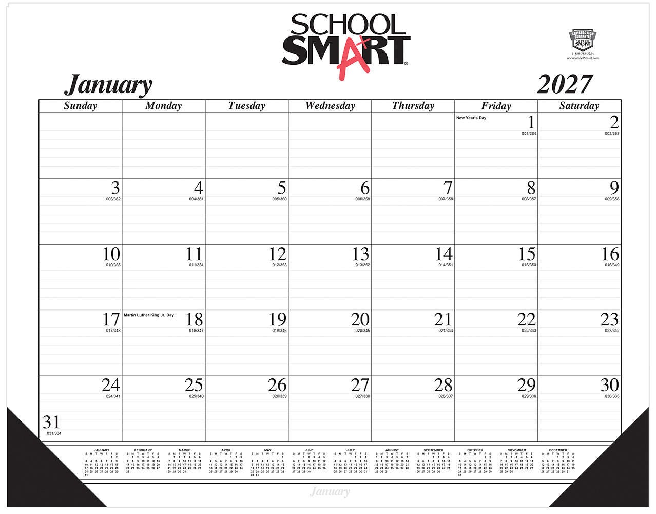 CALENDAR DESK PAD SCHOOL SMART 12 MONTH 22X17 IN JAN-DEC 2027