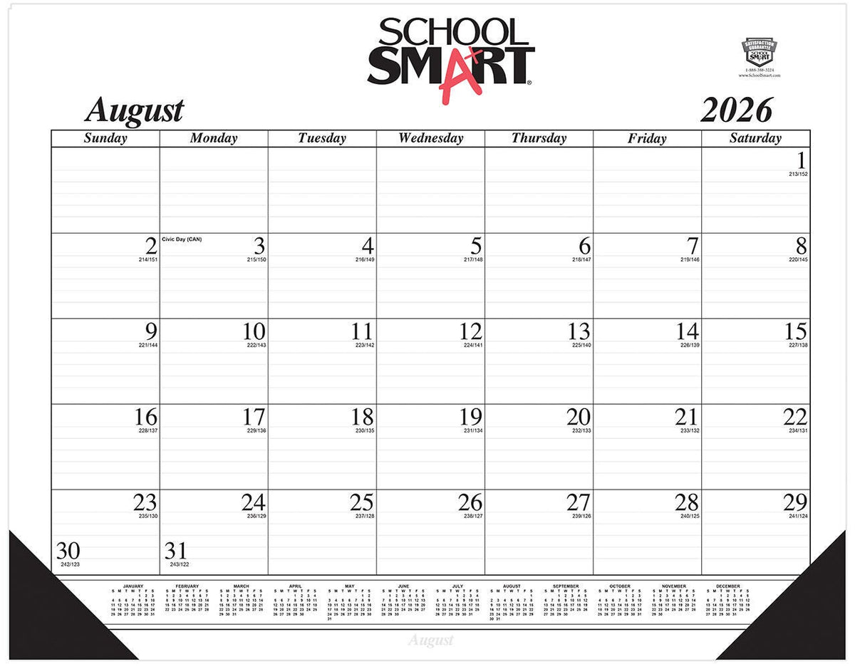 CALENDAR DESK PAD SCHOOL SMART 17 MONTH 22X17 IN AUG26-DEC27