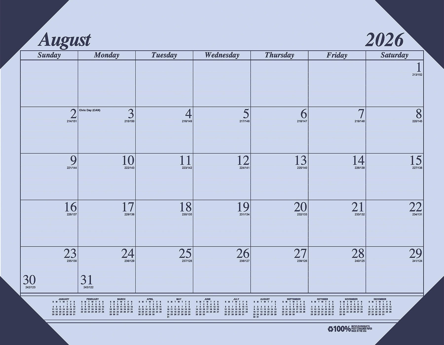 CALENDAR ACADEMIC 12 MONTH 18.5X13 IN ECO ORCHID AUG26-JULY27