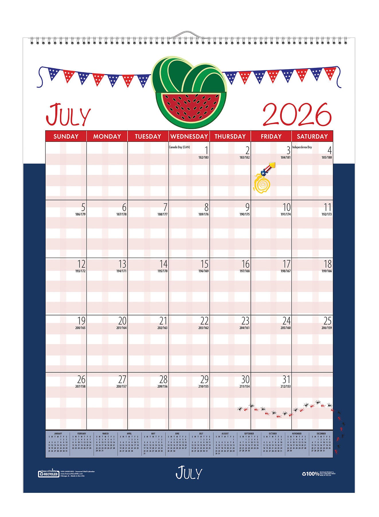CALENDAR SPIRAL ACADEMIC 12 MONTH 12X16.5 IN SEASONAL JULY26-JUNE27