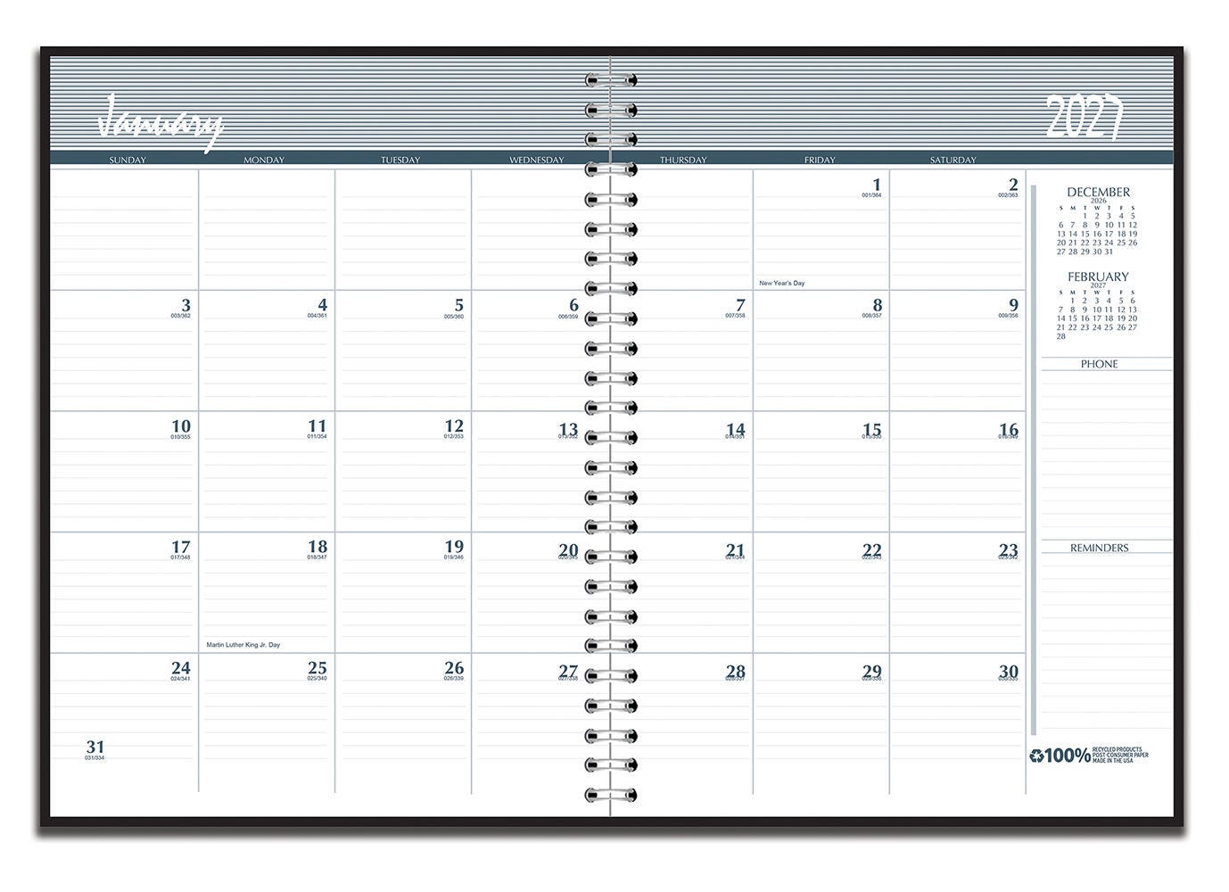 PLANNER CALENDAR 24 MONTH 8.5X11 IN BLACK 26-27
