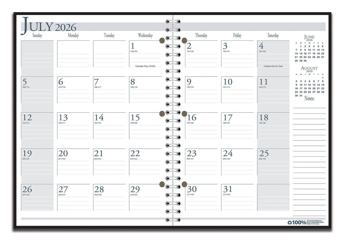 CALENDAR ACADEMIC 14 MONTH 8.5X11 IN BLACK JULY26-AUG27