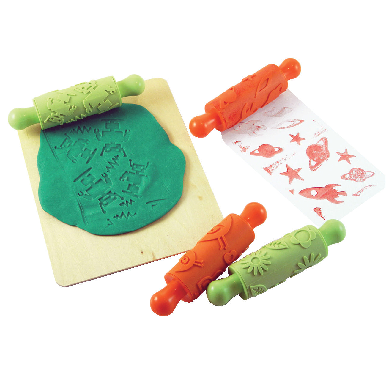 Rubber Retro Pattern Roller Pk4