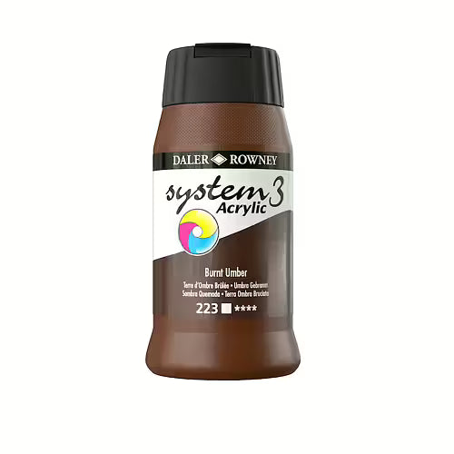 DAL SYSTEM3 ACRYLIC 500ML BURNT UMBER -Min Qty 1
