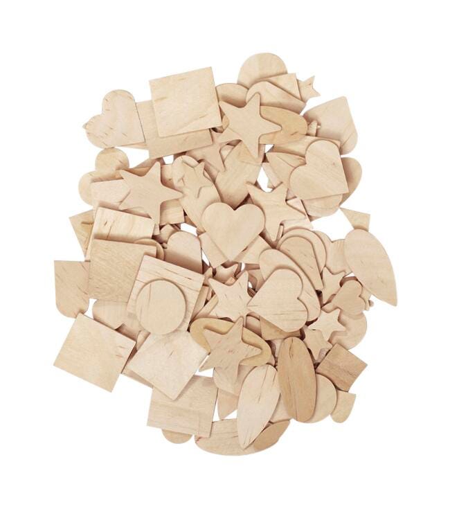 WOOD SHAPES ASSORTMENT - NATURAL SET OF 1000