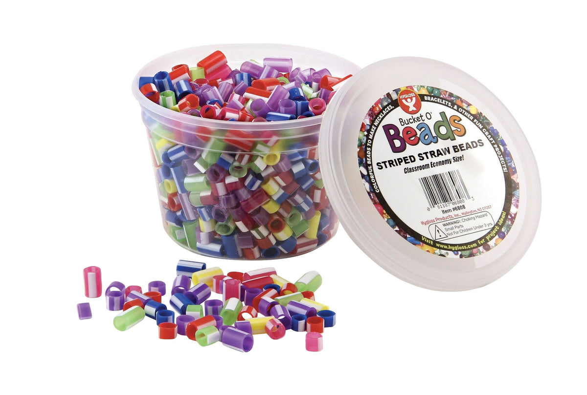 BEADS PLASTIC STRAW STRIPED ASSORTED COLORS SET OF 1000