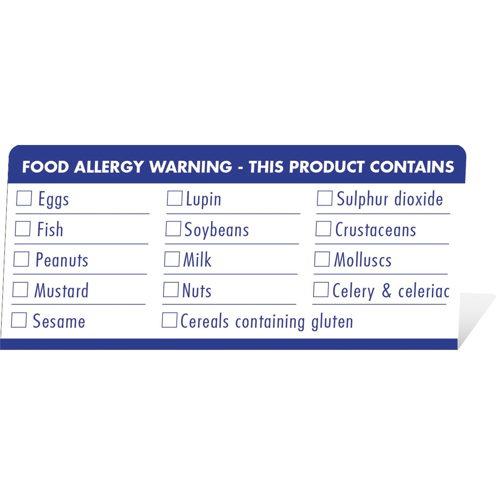 Allergen Warning Tent Notice Checkl