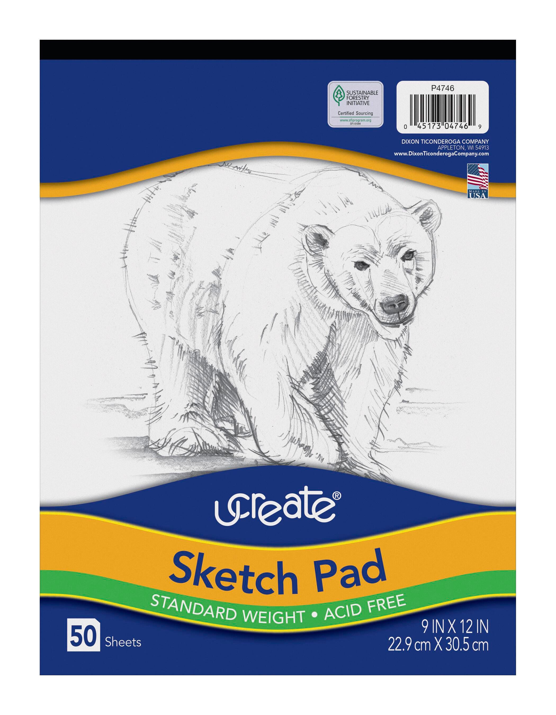 PAPER SKETCH PAD UCREATE 9X12 50 LB WHITE 50 SHTS