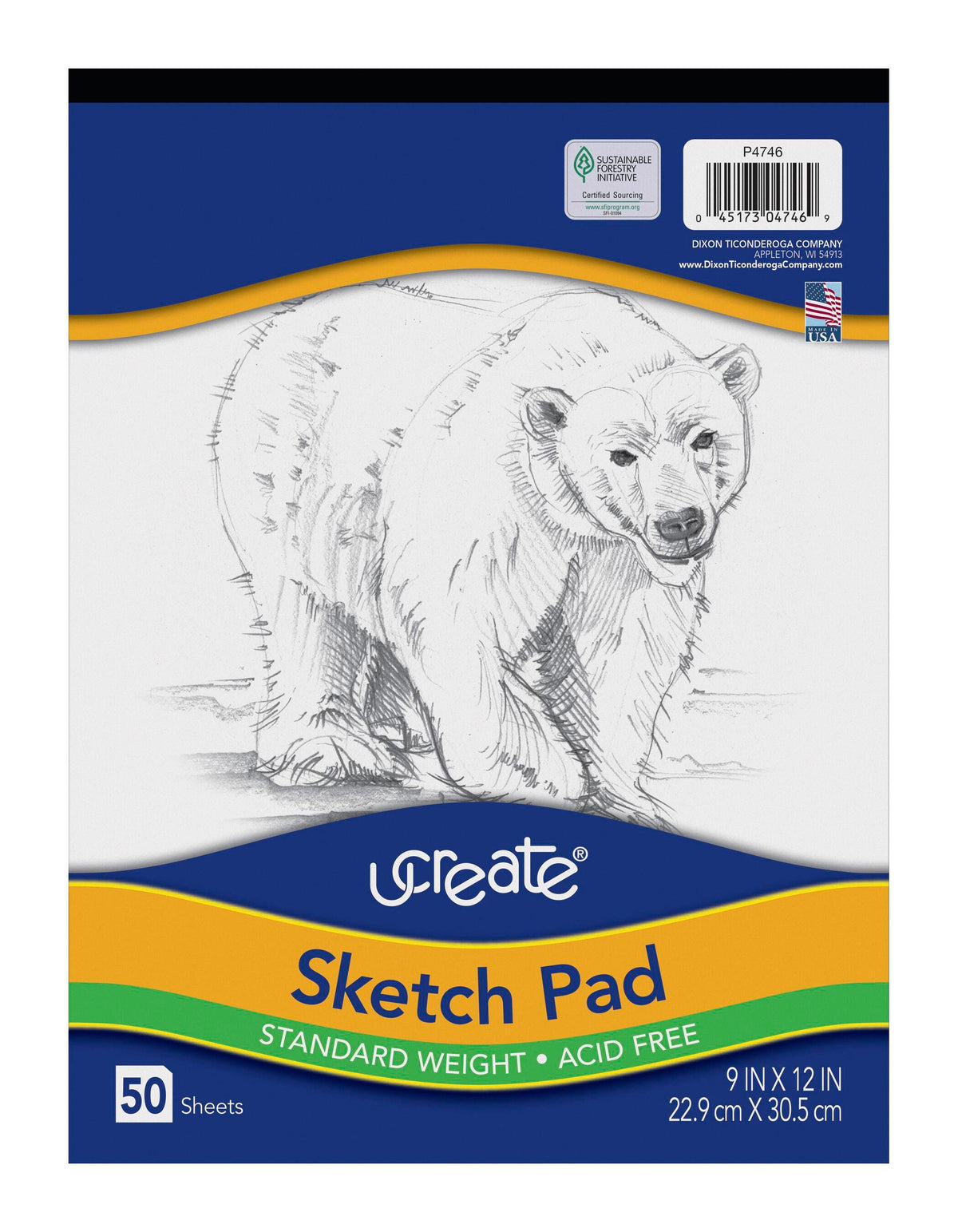 PAPER SKETCH PAD UCREATE 9X12 50 LB WHITE 50 SHTS