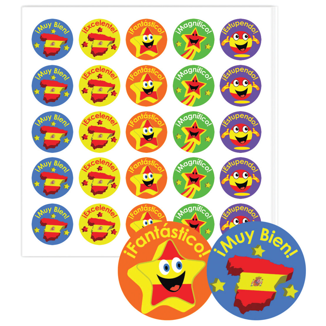 Stickers 28Mm Dia. Spanish Pk 125