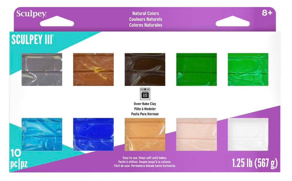 MODELING COMPOUND SCULPEY ASSORTED NATURALS SET OF 10