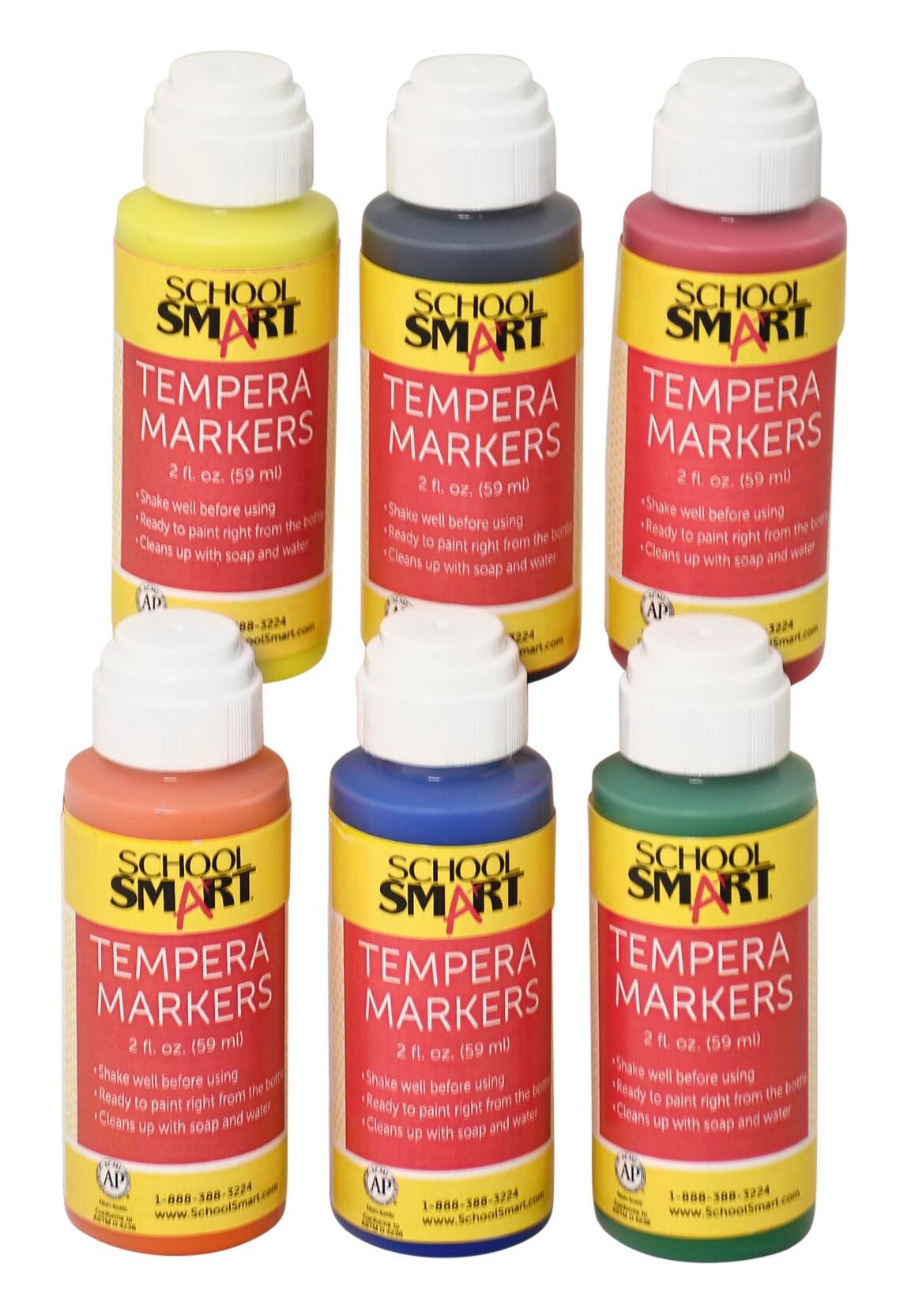PAINT TEMPERA SCHOOL SMART DAUBER PRIMARY SET OF 6