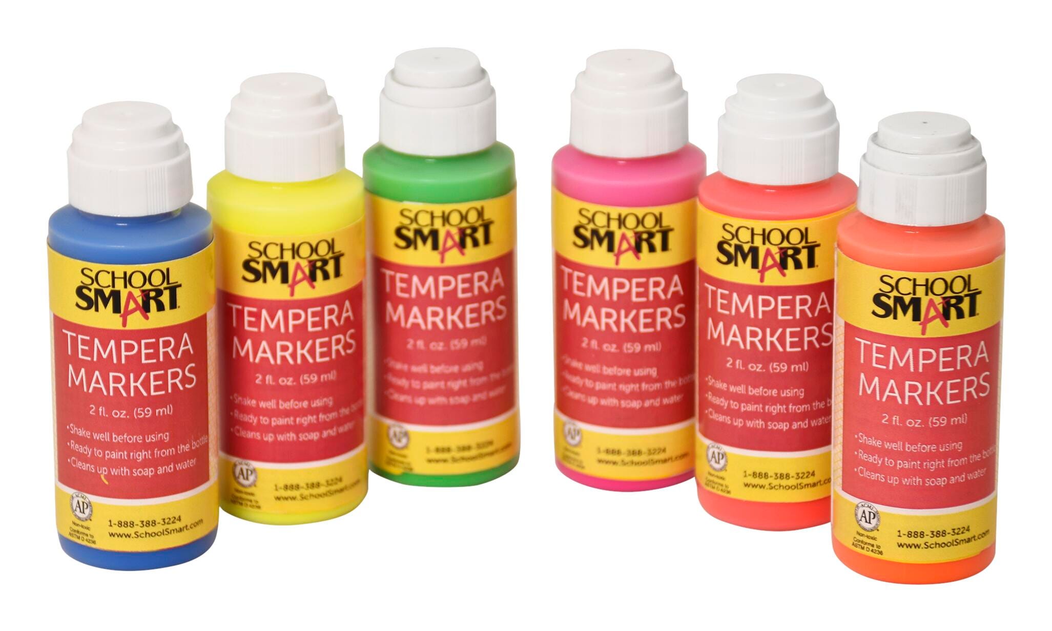 PAINT TEMPERA SCHOOL SMART DAUBER FLUORESCENT SET OF 6