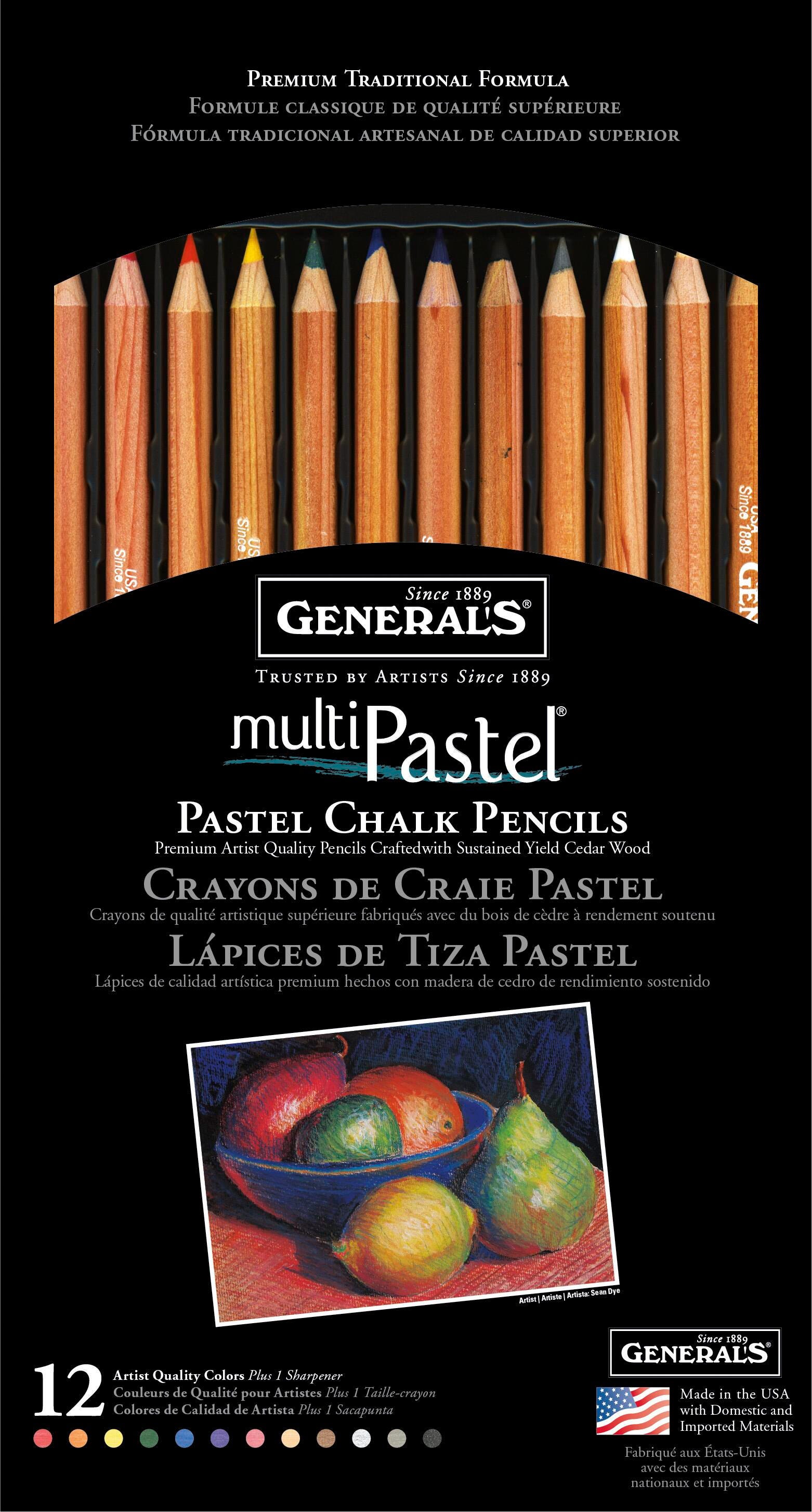 PENCIL CHALK PENCIL GENERALS MULTIPASTEL ASST COLOR SET OF 12