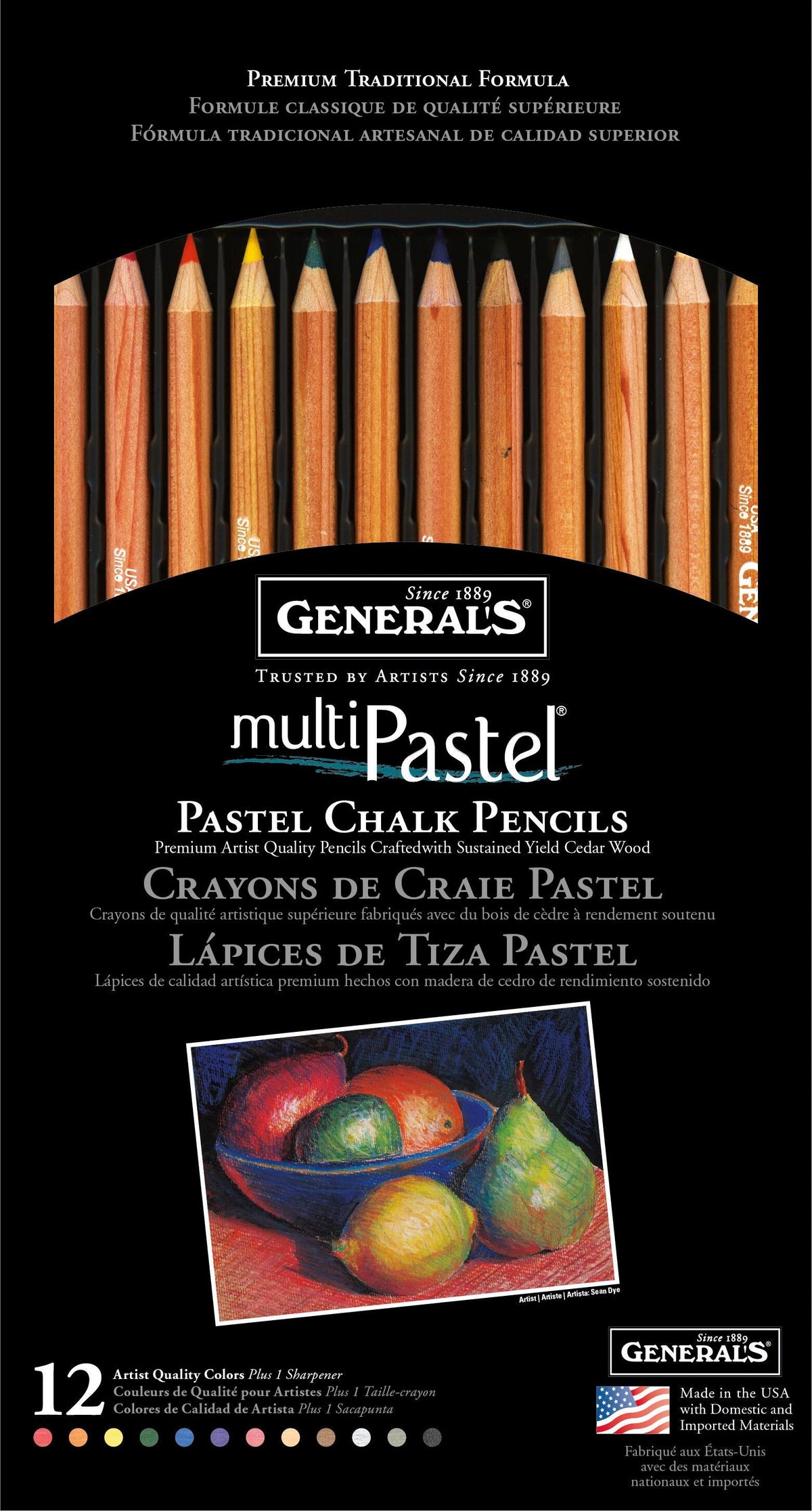 PENCIL CHALK PENCIL GENERALS MULTIPASTEL ASST COLOR SET OF 12
