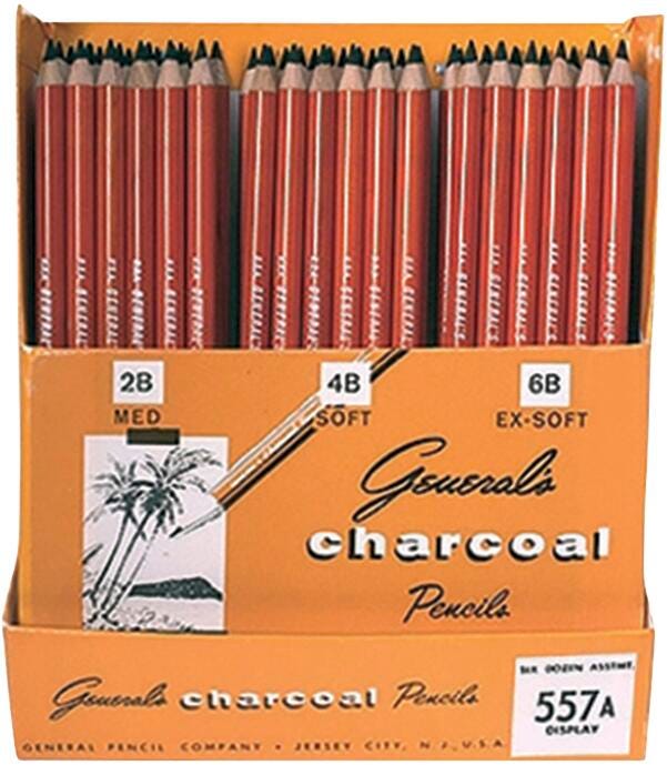 PENCILS CHARCOAL GENERALS ASST HARDNESS BLACK SET OF 72