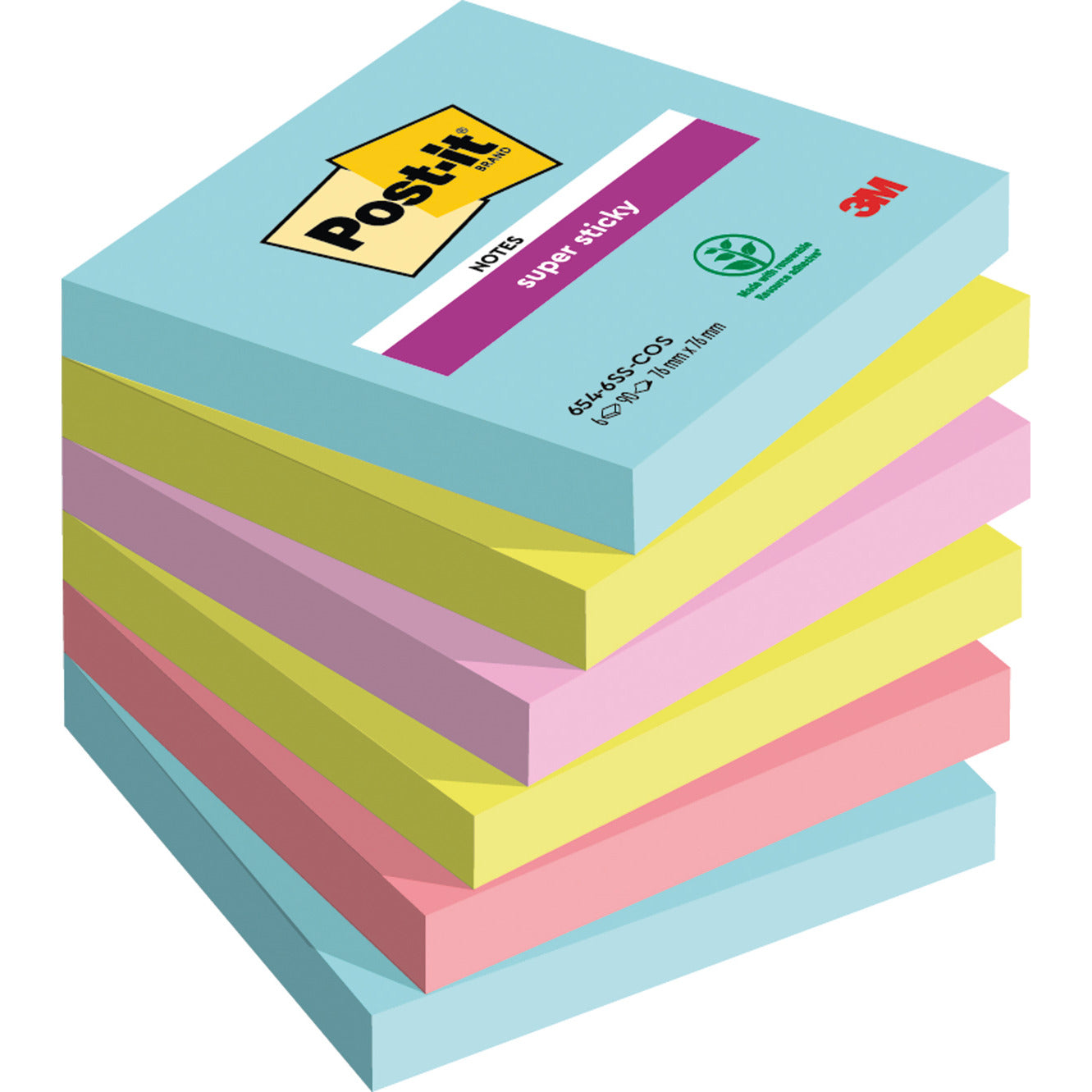 Post It Super Stic Cosmic 76X76 Pk6