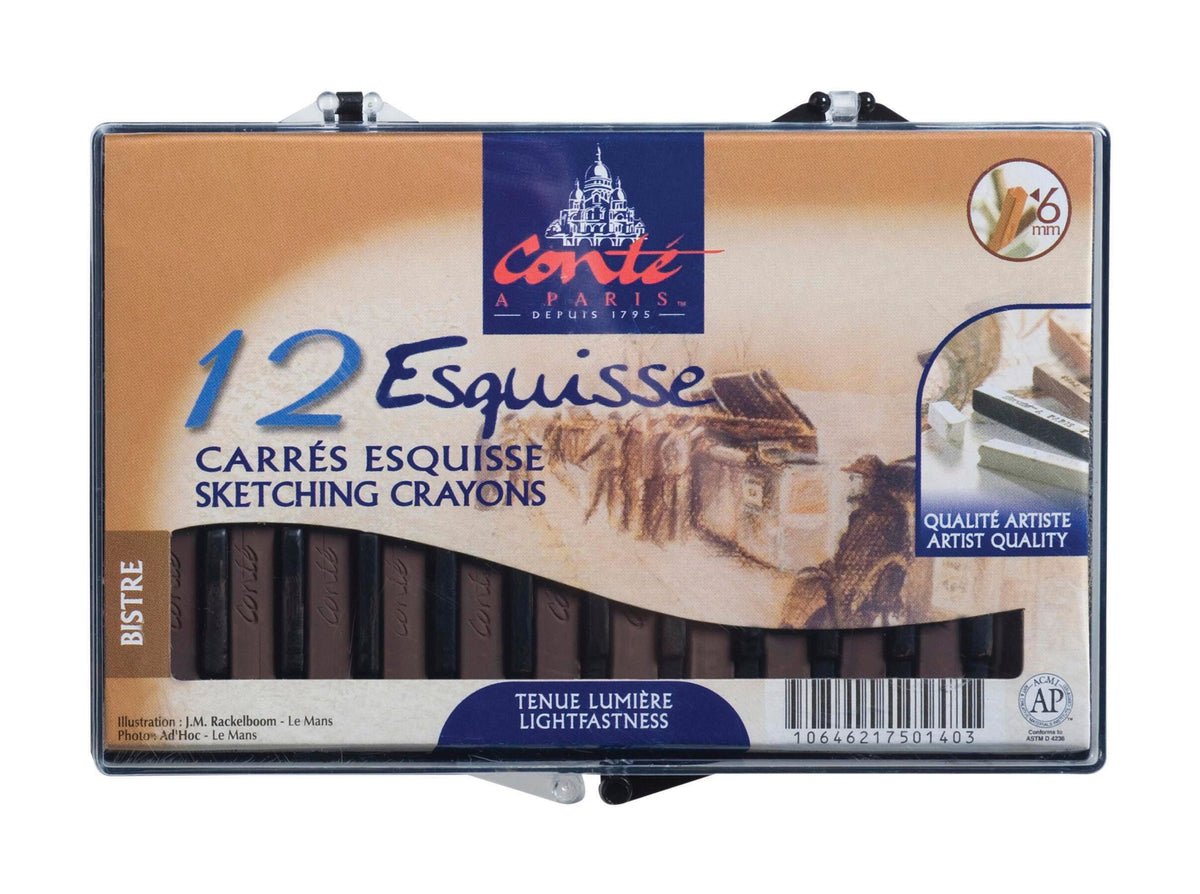 CRAYONS CONTE BISTRE SEPIA PACK OF 12