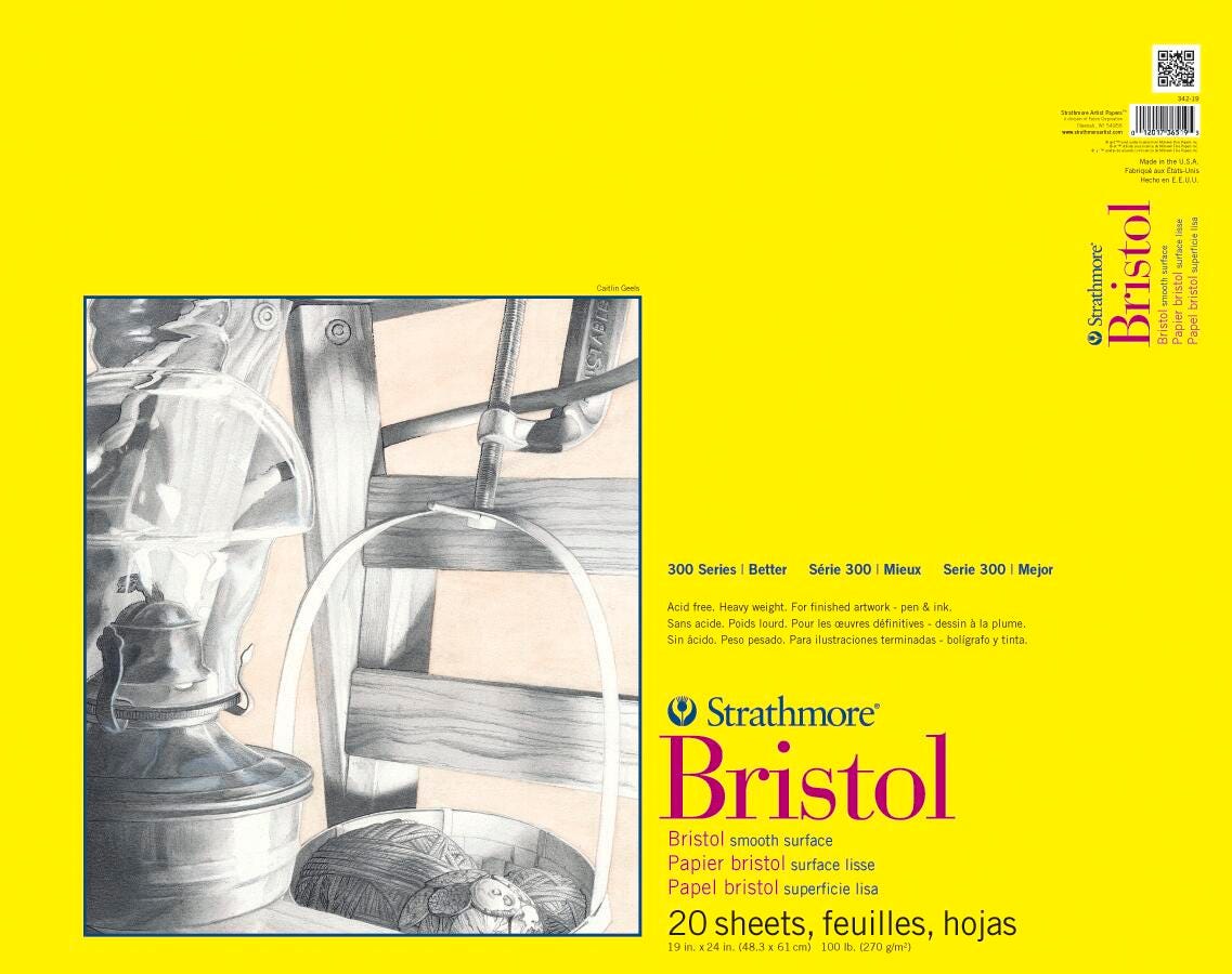 PAD BRISTOL 300 SERIES 19X24 IN 100 LB SMOOTH 20 SHTS