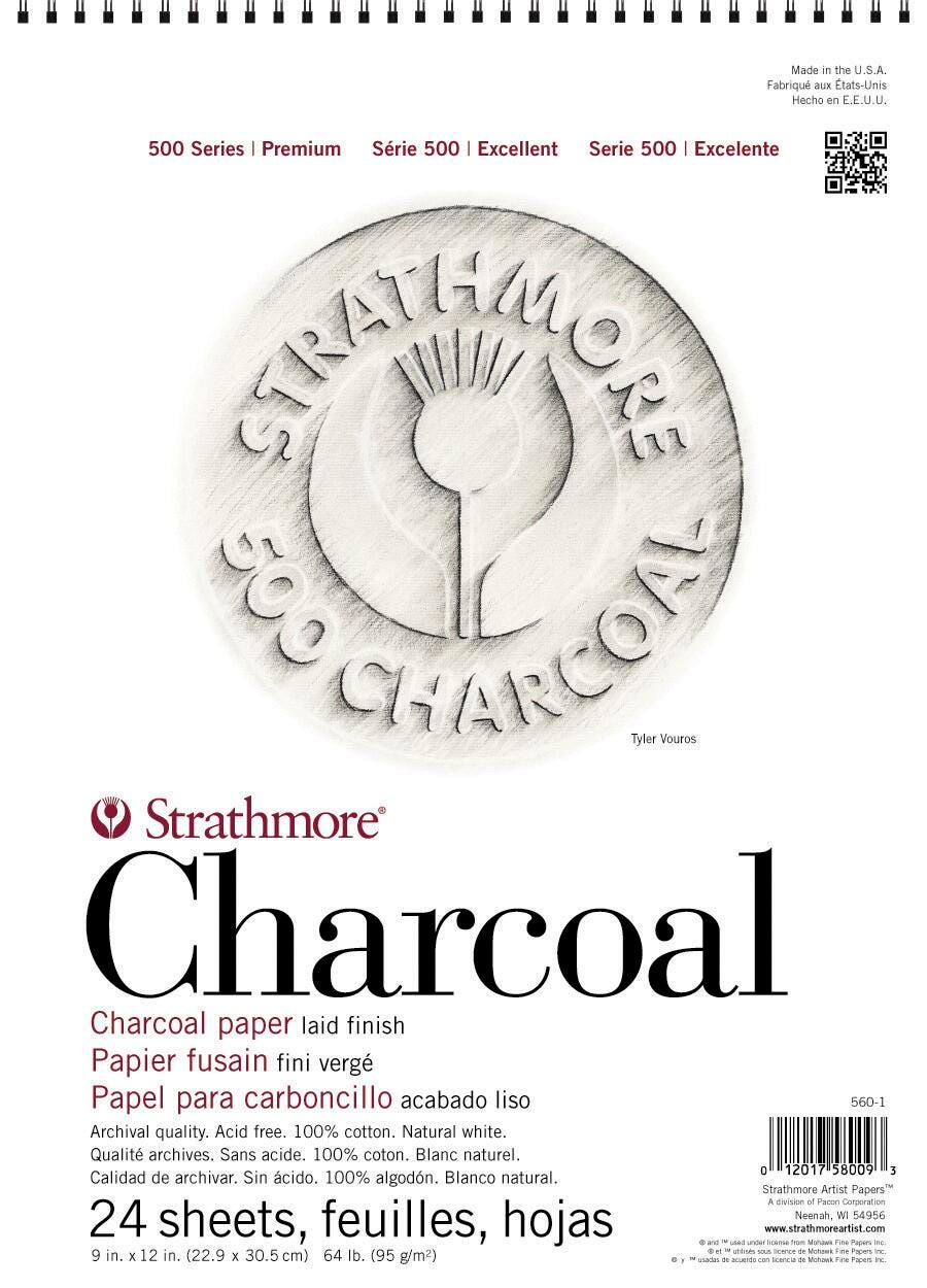 PAD CHARCOAL 500 SERIES 18X24 WHITE 64 LB 24 SHTS