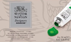 PAINT GOUACHE WINSOR AND NEWTON DSGNR 0.5 OZ PRIMARY SET OF 6