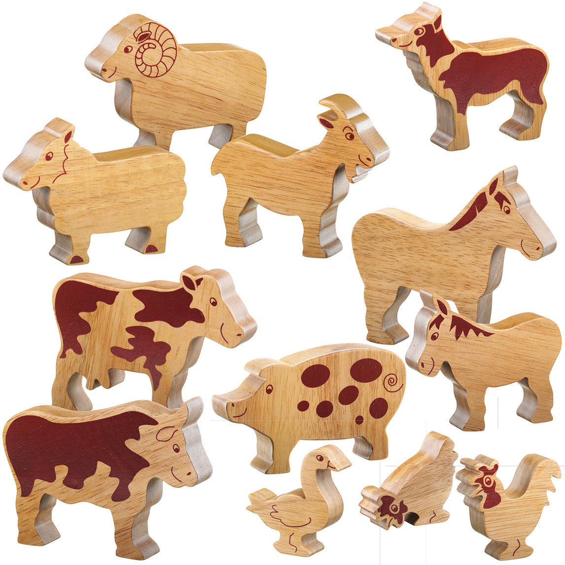 Natural Wooden Farm Animals