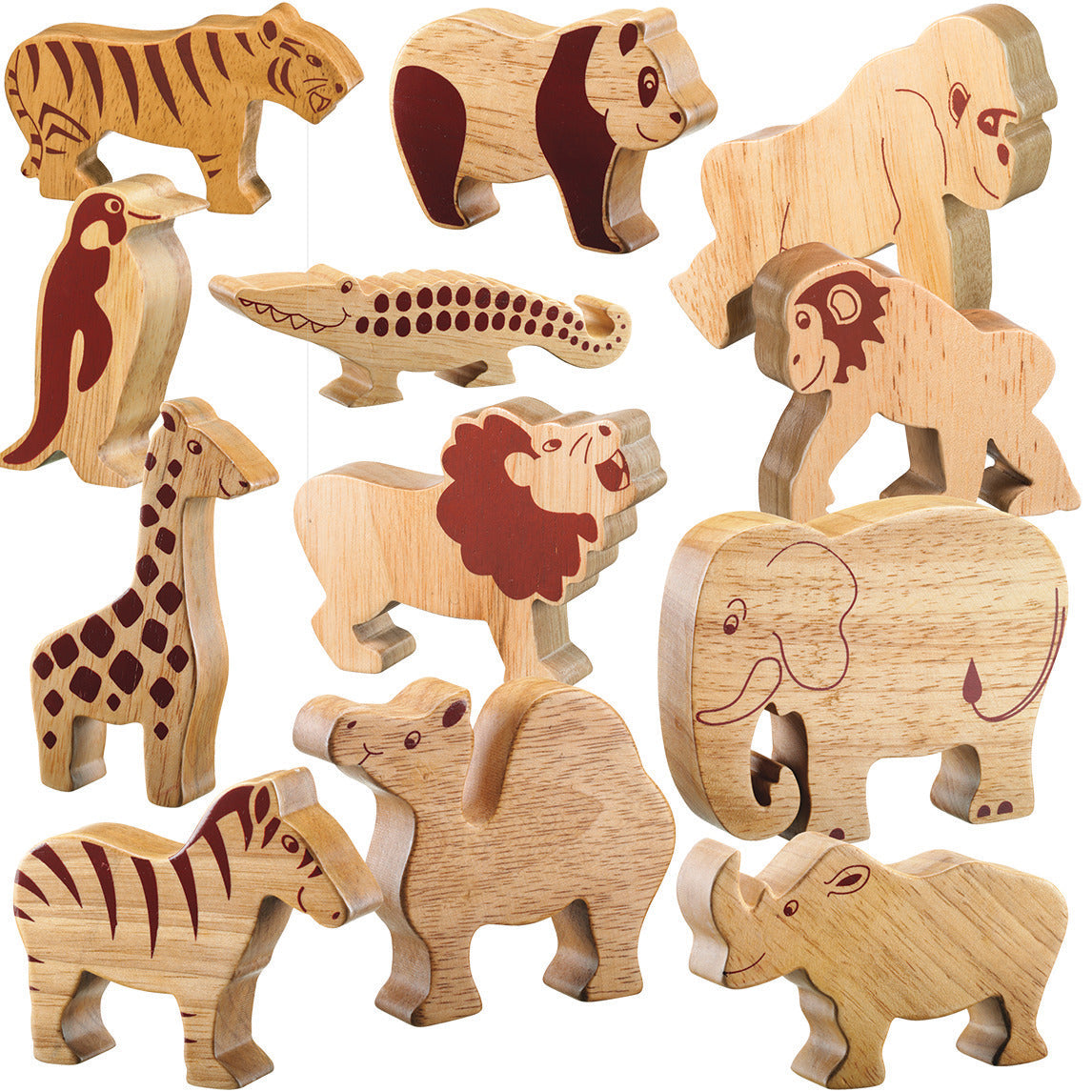 Natural Wooden Wild Animals
