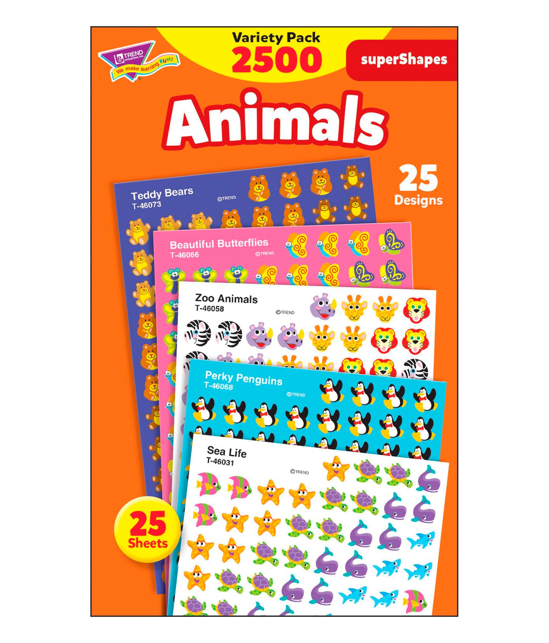 STICKERS INCENTIVE 13/32 ANIMAL ASSORTMENT PACK OF 2500