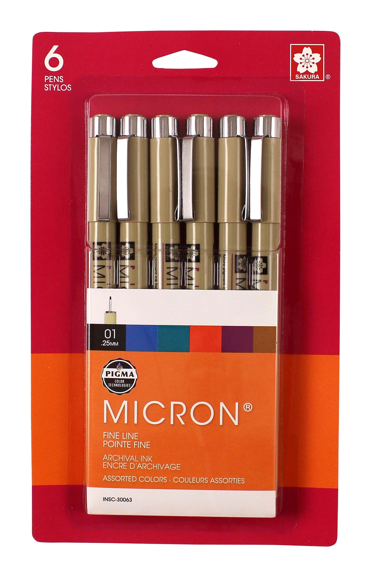 PENS PIGMA MICRON PERMANENT INK COLORED SET OF 6