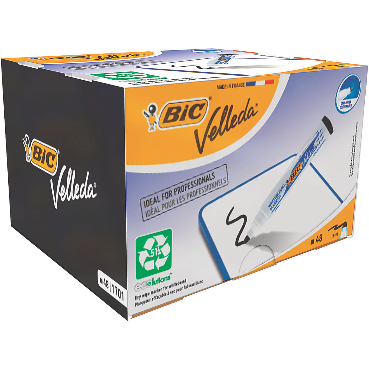 Bic Dwipe Marker 1701 Bt Blk Pk48