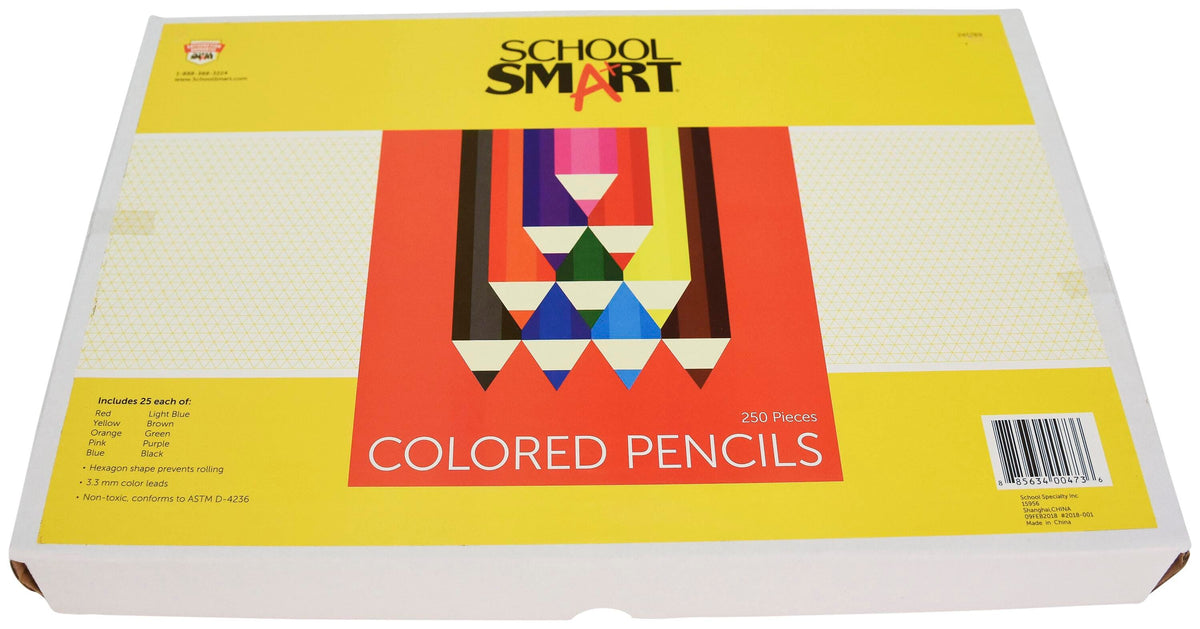 PENCILS COLORED SCHOOL SMART 10-COLOR CLASSROOM PACK SET OF 250