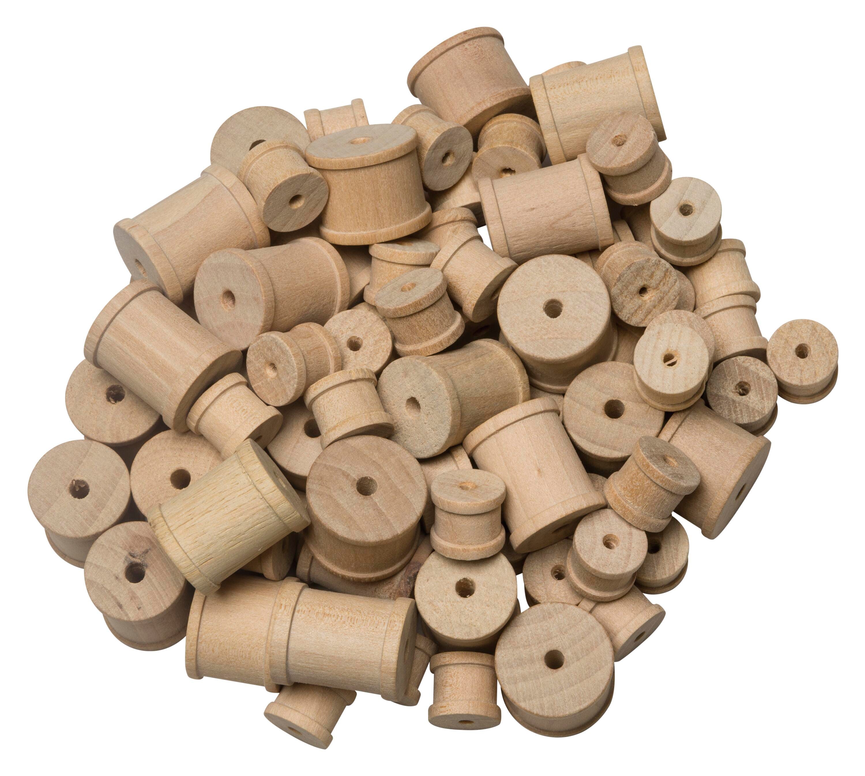 WOOD SPOOLS ASSORTED SET OF 144