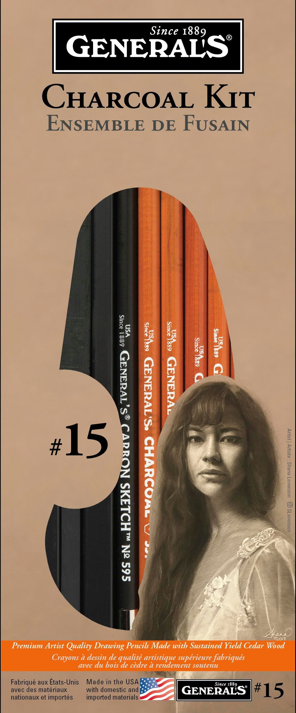 PENCILS CHARCOAL GENERALS ARTIST CHARCOAL KIT SET OF 13