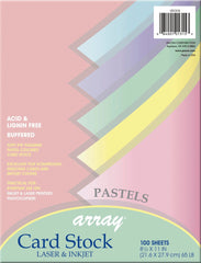 CARD STOCK 8.5X11 ASST PASTEL COLORS PK OF 100
