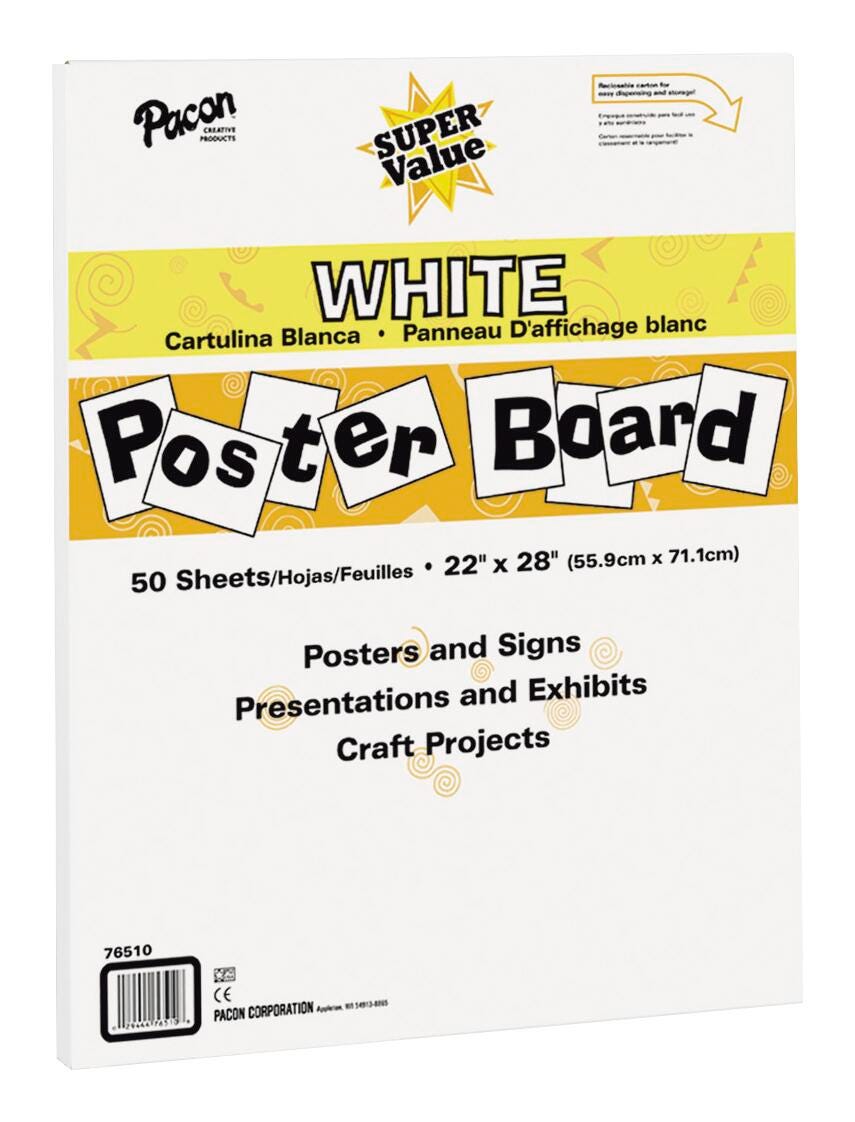 POSTER BOARD SUPER VALUE WHITE 22X28 PACK OF 50