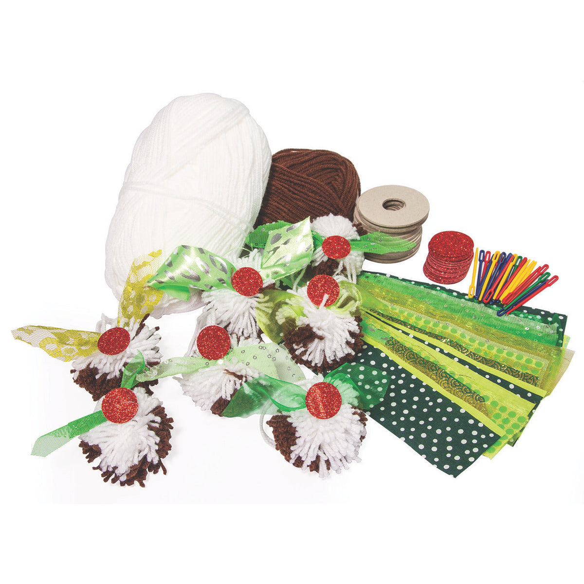 Christmas Pudding Pompoms Pk30