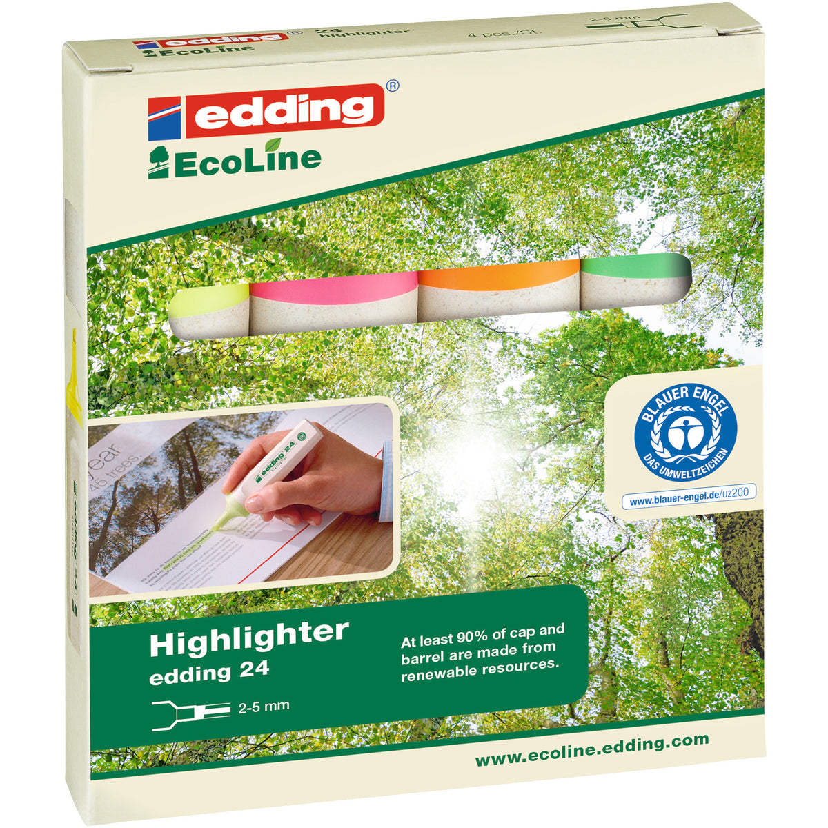 Edding Ecoline Highlighters Assorted Pack of 4