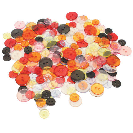 Buttons Transparent Asstd Pk100