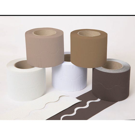 SCO CORRUGATED DECORATIVE BORDER ROLL SCOLLOPED 57MMX15M NATURAL COLOURS 10PCS -Min Qty 1