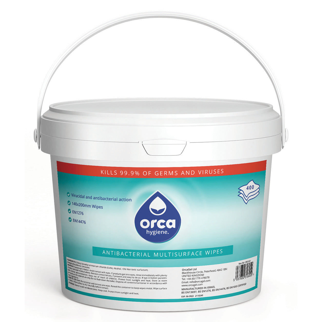 Orcagel Wipes Virucidal Tub 400