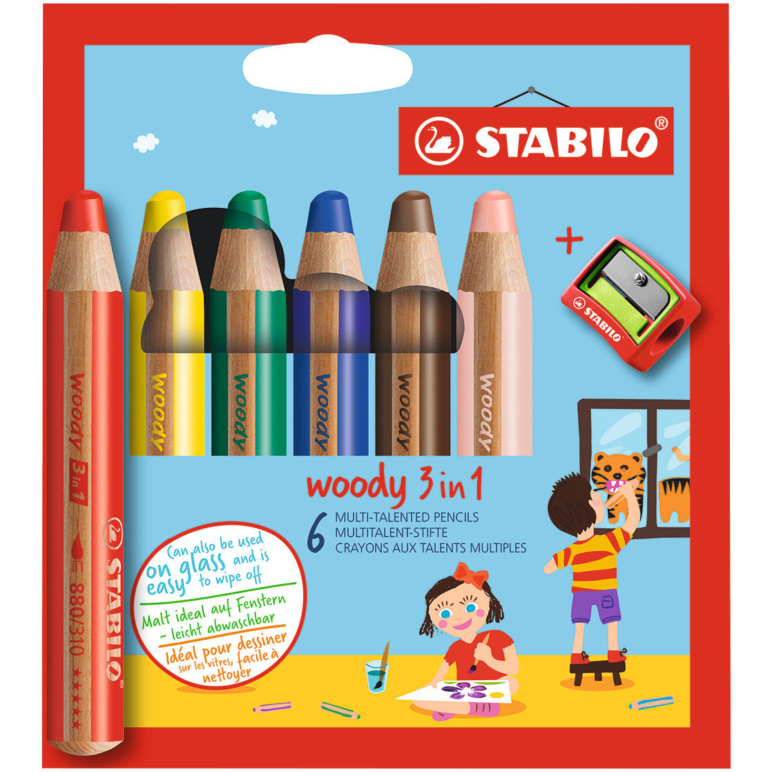 Stabilo Pencil Woody 3-In-1 Pk6