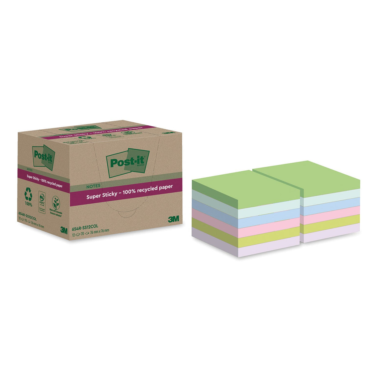 Post-It Super Sticky Asst 76X76 Pk1