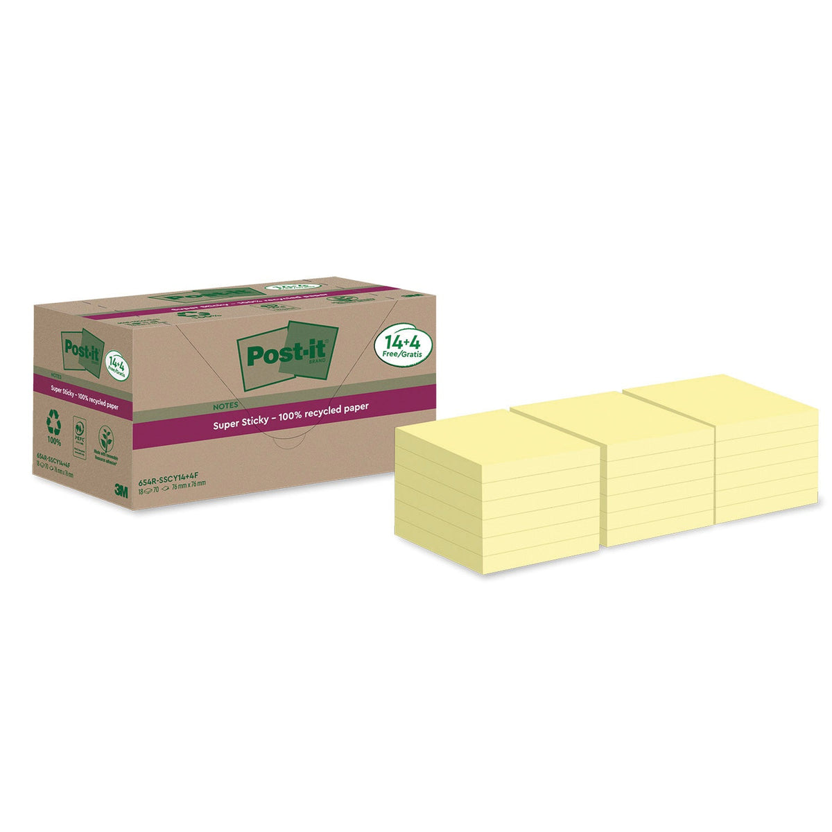Post-It Super Sticky Yw 76X76 Pk18