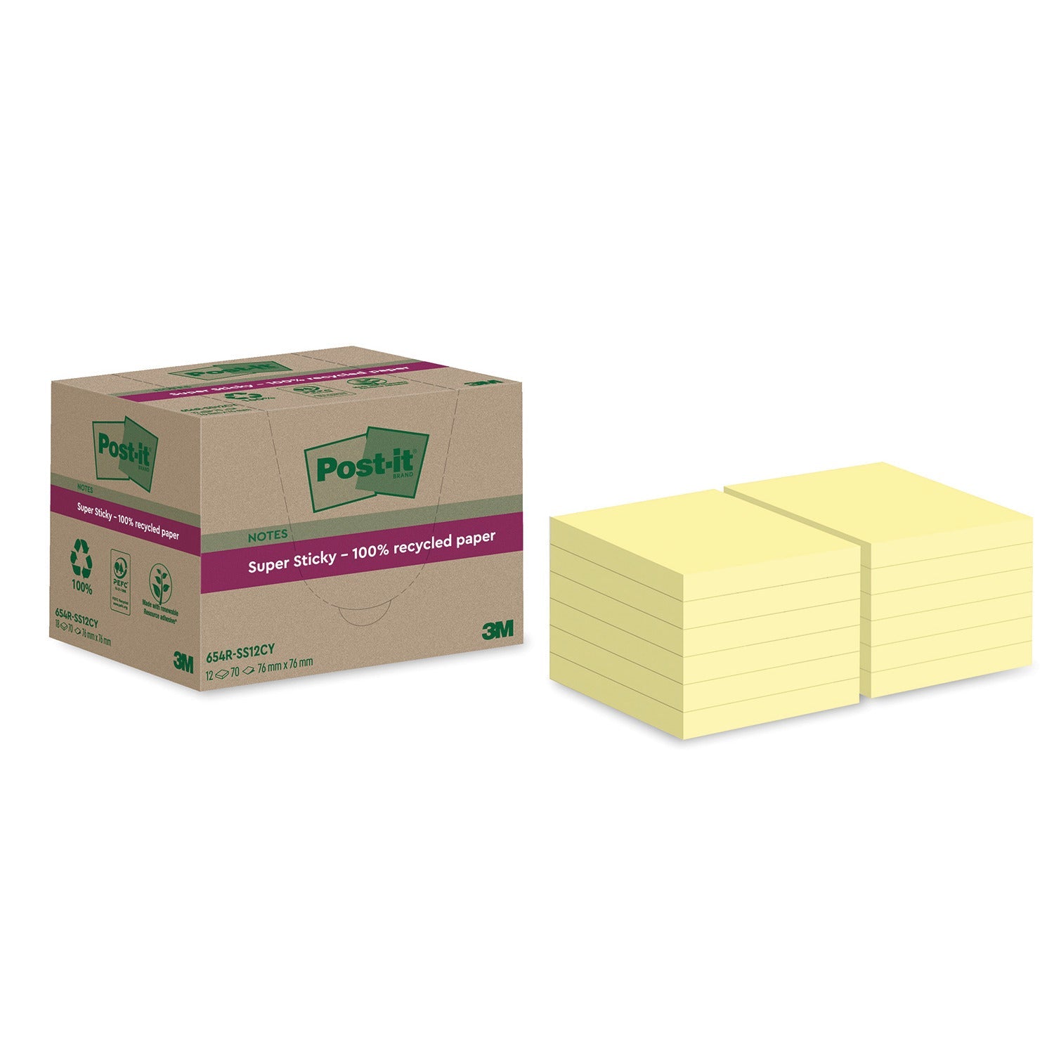 Post-It Super Canary 76X76 Pk12