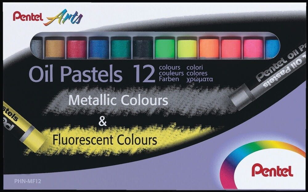 Pentel Oil Pastel Flu&Met Pk12